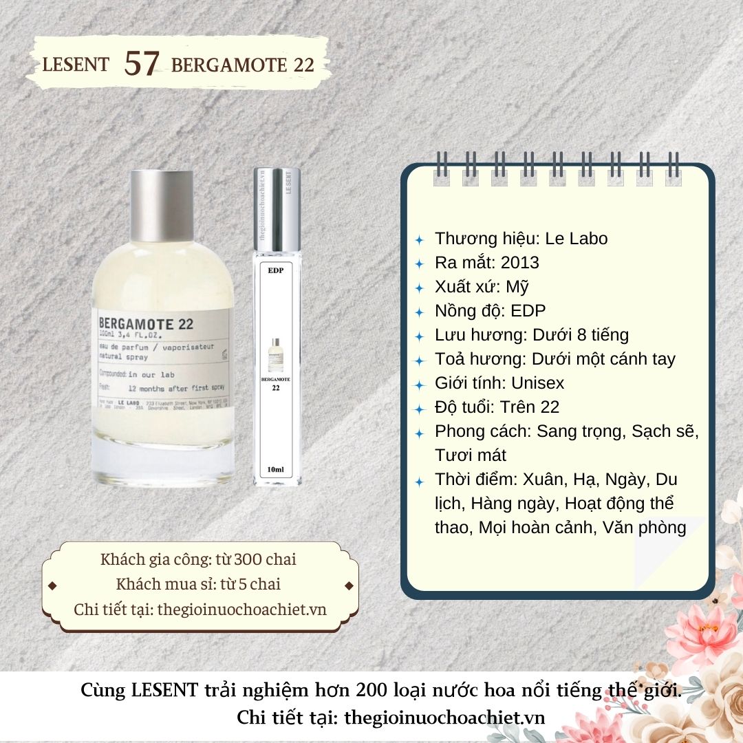 Nước hoa chiết Bergamote 22 by Le Labo 