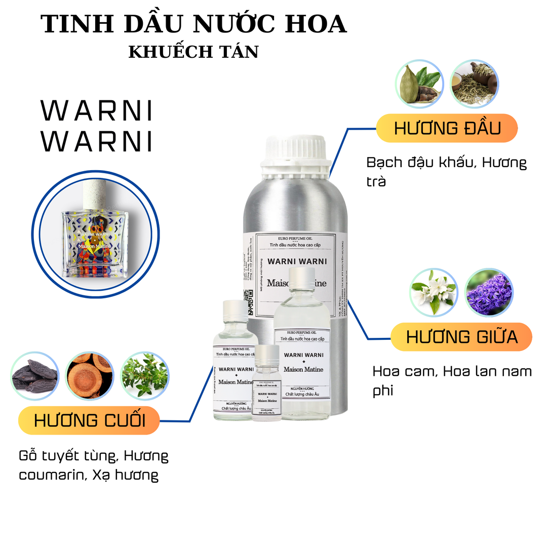 Tinh dầu nước hoa Warni Warni cho máy khuếch tán