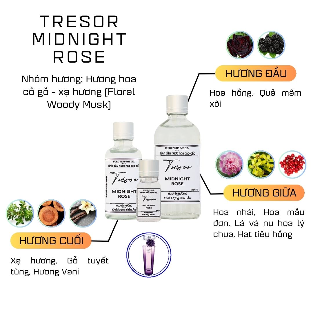 Tinh Dầu Nước Hoa Cao Cấp Tresor Midnight Rose