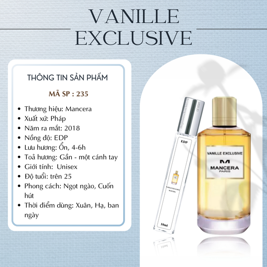 Nước hoa chiết Vanile Exclusive by Mancera