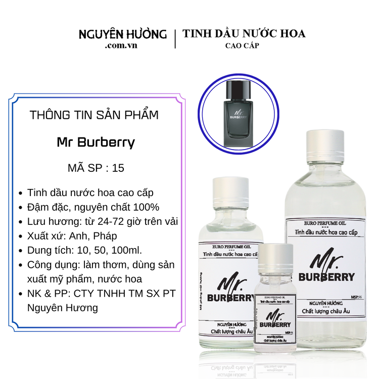 Tinh Dầu Nước Hoa Cao Cấp Mr Burberry