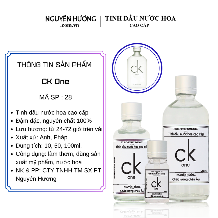 Tinh Dầu Nước Hoa Cao Cấp CK One by Calvin Klein