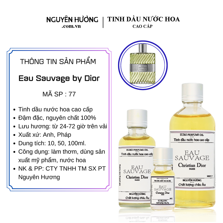 Tinh Dầu Nước Hoa Cao Cấp Eau Sauvage by Dior