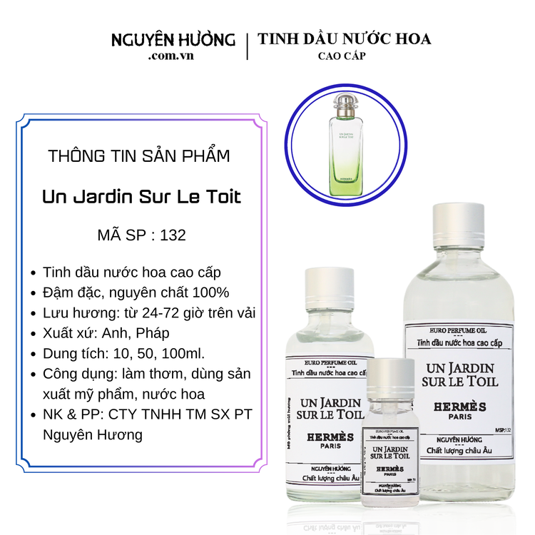 Tinh Dầu Nước Hoa Cao Cấp Un Jardin Sur Le Toit by Hermes