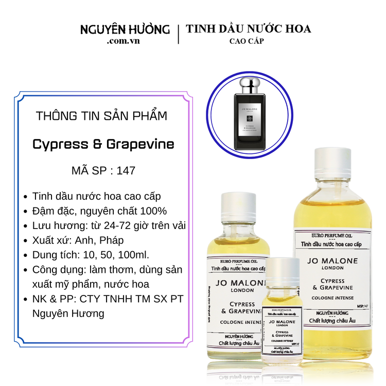 Tinh Dầu Nước Hoa Cao Cấp Cypress & Grapevine Cologne by Jo Malone