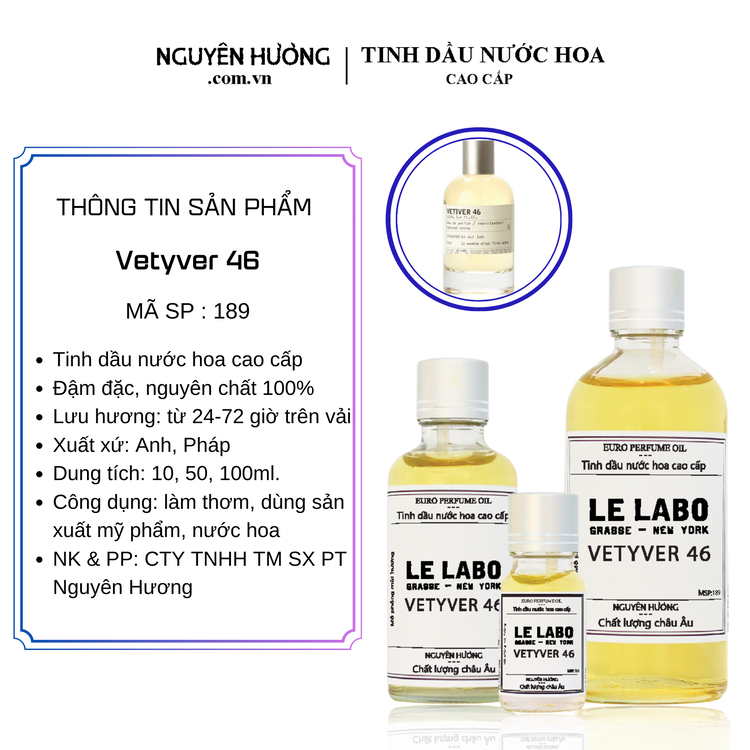 Tinh Dầu Nước Hoa Cao Cấp Vetyver 46 by Le Labo