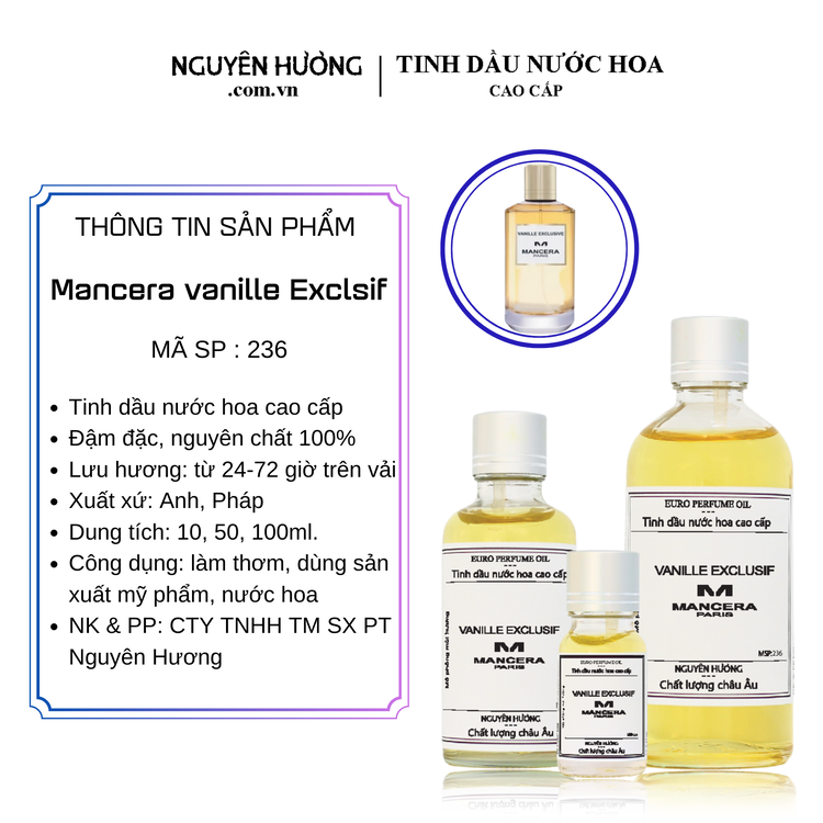 Tinh Dầu Nước Hoa Cao Cấp Vanille Exclsif by Mancera